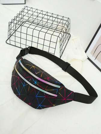 Laser Geometric Patchwork Women's Waist Bag, Shoulder Bag, Crossbody Bag