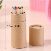 12pcs Wooden Barrel Mixed Color Colored Pencils, Perfect For Children's Painting And Doodling. Use Them To Add Color To Your Paper! Back To School,Mother's Day,Mom's Gift,Back To School,School Supplies