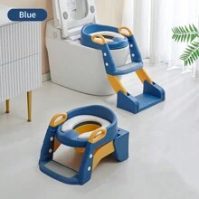 1pc Blue Kids' Toilet Seat With Ladder & Folding Step Stool For Boys & Girls