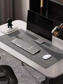 1 pieza Alfombrilla de ratón impermeable de unicolor, grande, para escritorio de oficina, laptop, mesa de escritura, tapete de escritorio - Gris - Ver 8