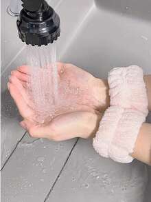 3 Cái/bộ Bộ Băng Đô Quấn Tóc Mới Để Rửa Mặt, Sấy Tóc Và Tạo Kiểu, Bao Gồm Dây Đeo Tay Nơ - Màu Hồng baby - Xem 5