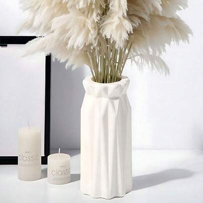1 pieza Jarrón/maceta de plástico blanco, jarrón de flores simuladas, recipiente para arreglos florales, jarrón decorativo para el hogar, jarrón para flores secas/frescas, maceta/jarrón DIY para flores/agricultura, adecuado para decoración del hogar, decoración de mesa, regalo de recipiente a prueba de humedad para decoración de cumpleaños, graduación, habitación, jarrón de vidrio