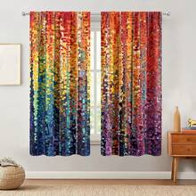 Một bộ Của Hai , Đầy màu sắc Bức tranh sơn dầu Phong cách Phong cảnh , Với túi Dán Cài đặt , Số In Polyester Rèm , Thích hợp Đối với Phòng khách , Phòng bếp , Phòng ngủ , Phòng ăn , Học tập , Nhà - Nhiều màu - Xem 3