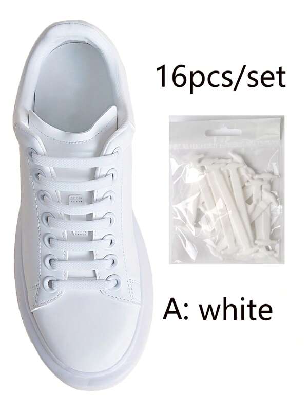 16pcs/Set Silicone Elastic Shoelaces, Multi-Color Options