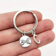 1pc A-Z Letter Keychain, Friendship Pact Silver Alloy Keyring Accessory, Gift For Women/Girls, Car Accessories, School Cute Gothic Y2K Style - Silver - View 15