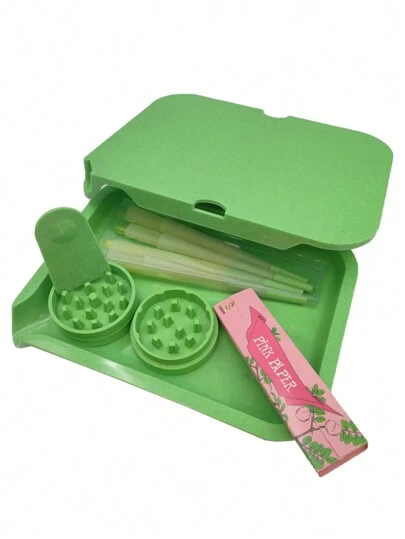 1set Smoking Accessories Kit, Including 2-Layer Grinder, Rolling Paper Booklet, 8 Sheets Of 5.8*7.8 Double-Layer Tray Rolling Paper, Perfect Gift For Smokers On Mother's Day And Valentine's Day