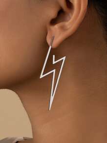 1pair Fashionable Hip-Hop & Punk Style Lightning Bolt Ear Cuff For Women Suitable For Daily Wear, Parties, Events, Festival Gift For Girlfriend - Silver - View 6