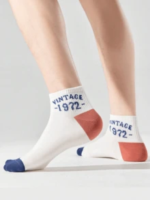 5 Nam Đơn giản Nối Màu sắc In thư Cắt thấp Vô hình Vớ hình thuyền - Nhiều màu - Xem 7