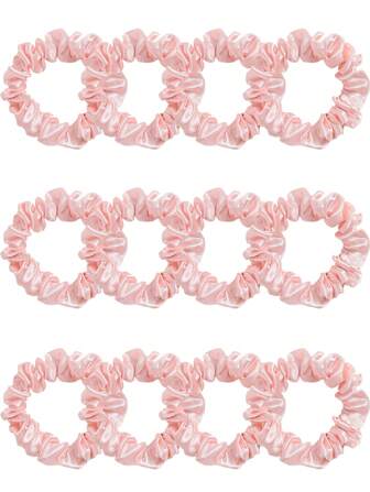 12pcs Satin Pink Hair Elastics,Pink Accessories Scrunchies Hair Ties Scrunchy Hair Ties Ponytail