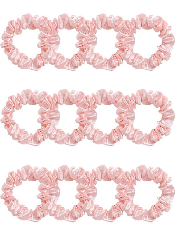 12 st satinrosa hårsnoddar, rosa accessoarer scrunchies hårsnoddar scrunchy hårsnoddar hästsvans