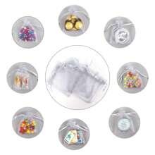 50 pièces Sacs cadeaux en organza avec cordon de serrage pour les faveurs de mariage, bracelets, emballage, petits sacs cadeaux transparents pour fournitures scolaires, sacs alimentaires, boîtes alimentaires convenant aux bonbons, chocolats, cookies, etc., Noël, Saint-Valentin
