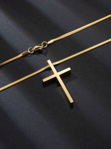 1 件男女通用 18K 镀金不锈钢吊坠项链，时尚嘻哈风格个性化情侣项链，适合日常佩戴，可作为送给朋友和家人的礼物 - 金色 - 查看 10