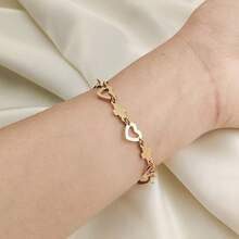 1pc Classic Gold And Silver Stainless Steel Heart Shape Bracelets For Women For Mother Day