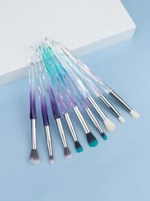 3pcs Eye Makeup Brushes Set, Crystal Diamond Handle Eyeshadow Blending Nose Contour Concealer Soft Hair Professional Cosmetic Tools - Multicolor - View 4