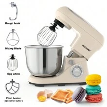 CHEFTRONIC 1 Stück Küchenmaschine mit Kippkopf, 5,3Qt elektrische Haushaltsküchenmaschine - 1300W 6+P Geschwindigkeit, multifunktionale Küchenmaschine mit Knethaken, Schneebesen, Lebensmittelquirl und Butterquirl(EU-Stecker)