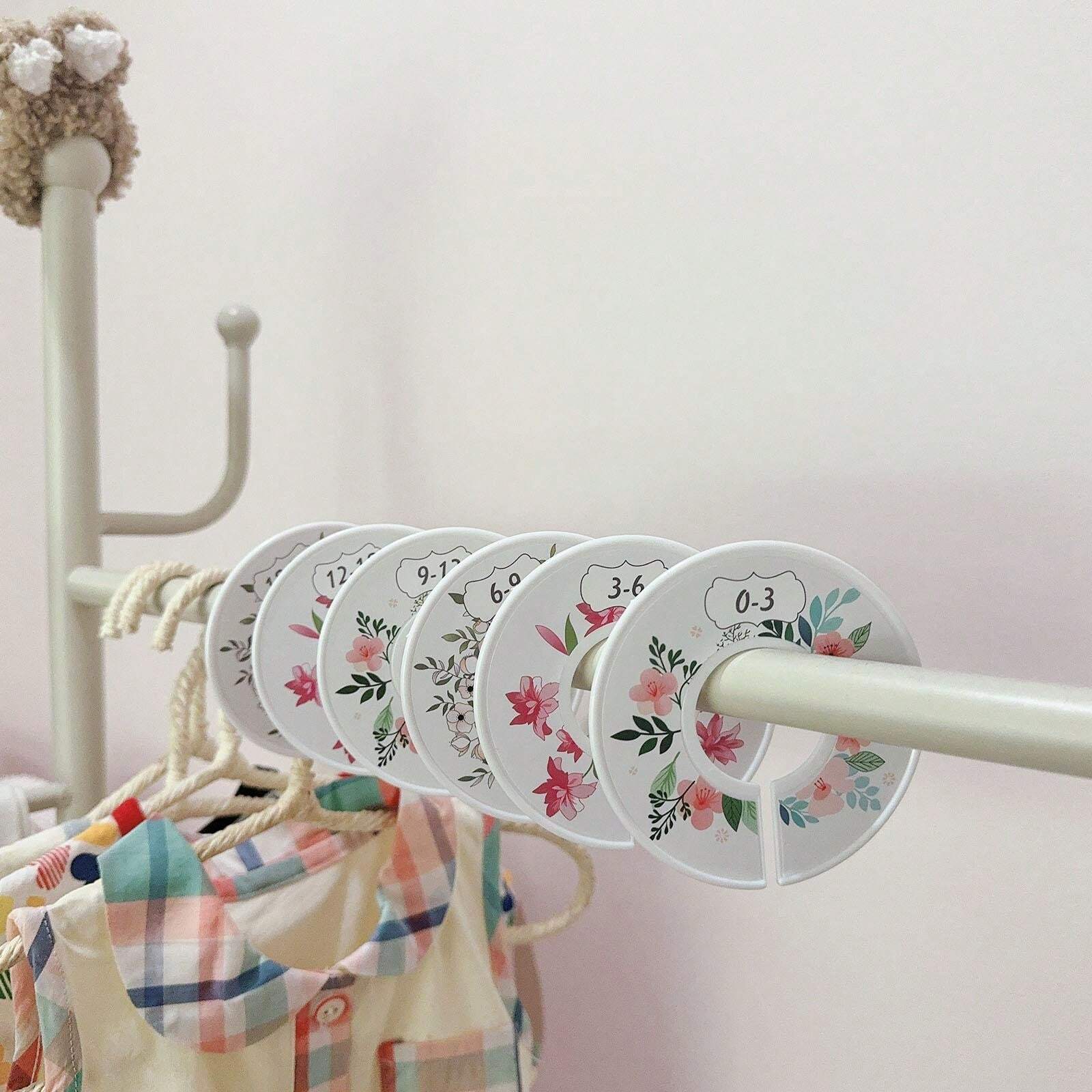 6Pcs Baby Closet Dividers For Baby Floral Girls Baby Clothes Size