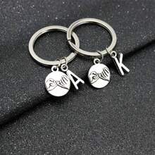 1pc A-Z Letter Keychain, Friendship Pact Silver Alloy Keyring Accessory, Gift For Women/Girls, Car Accessories, School Cute Gothic Y2K Style - Silver - View 1