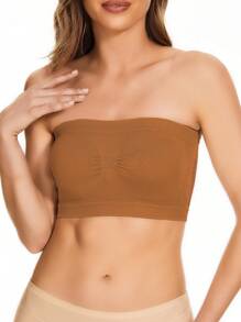 4pcs/Set Women's Strapless Pure Black Bras, Comfortable, Breathable, Anti-Slip, Wireless, No Padding - Black - View 3