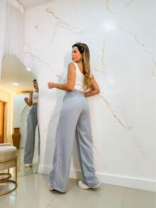 Women Pants - 灰色 - 查看 2