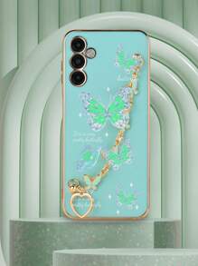 1个电镀绿色蝴蝶手链和1个电镀绿色TPU蝴蝶图案防震手机壳/配套手机壳/带挂绳手机壳/腕带手机壳/趣味手机壳/安卓手机壳/手机壳/手机壳/兼容手机壳/兼容 15 Pro Max/兼容 14 Pro Max/A52 4G/A31 4G/A23/兼容Note 11 Pro 4G/兼容Note 12 4G/兼容A54/A14/A54，国际版，非国内版 - 彩色 - 查看 3