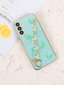 1个电镀绿色蝴蝶手链和1个电镀绿色TPU蝴蝶图案防震手机壳/配套手机壳/带挂绳手机壳/腕带手机壳/趣味手机壳/安卓手机壳/手机壳/手机壳/兼容手机壳/兼容 15 Pro Max/兼容 14 Pro Max/A52 4G/A31 4G/A23/兼容Note 11 Pro 4G/兼容Note 12 4G/兼容A54/A14/A54，国际版，非国内版 - 彩色 - 查看 4