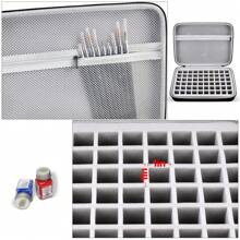 ALKOO Model Paint Storage Case Compatible With Testors Paint Set, Paints Organizer Carrying Bag Holds 60 Bottles With 9 Fine Detail Miniatures Paint Brushes, Enamel Paint Container - Grey - View 3