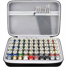 ALKOO Model Paint Storage Case Compatible With Testors Paint Set, Paints Organizer Carrying Bag Holds 60 Bottles With 9 Fine Detail Miniatures Paint Brushes, Enamel Paint Container - Grey - View 1