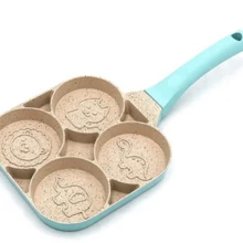 Sartén para huevos o Hot Cakes, 4 espacios, con diseño de dibujo animado, Antiadherente. - Azul - Ver 5