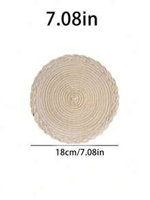 1 件/5 件麻编织餐垫、手工圆形杯垫、隔热垫 - 米色 - 查看 2