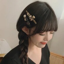 5pcs Hair Clip Set, Side Clips, Clips, Claw Clips, Hair Accessories - Black - View 5