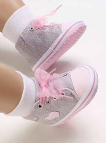 أحذية رضيع بنات وردية فيها عقدة الفراشة قلب نقطي الطباعة خفيفة قابلة للتنفس،أحذية رضيع طرية القاع مضادة للانزلاق لحضانة أطفال، ماشين أول مرة للربيع والصيف