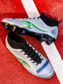 男式足球鞋,配有防滑釘,用於草皮和人造草地的專業訓練,適用於室內和室外球類遊戲 - 銀色 - 查看 9