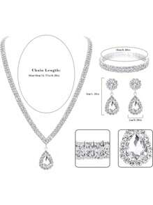 Women's Fashionable Party Clutch With Rhinestone Detailing And,4pcs Jewelry Set (Crystal Clutch,Claw Chain,Tassel Bracelet,Earrings And Necklace)Tready Bride Bag, Perfect For Party,Wedding, Prom,Dinner/Banquet, Matching With Wedding Dress, Formal Dresses, Prom Dress, Birthday Dress, Party Dress