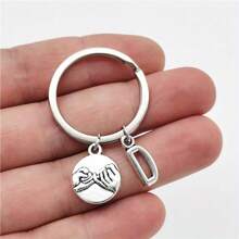 1pc A-Z Letter Keychain, Friendship Pact Silver Alloy Keyring Accessory, Gift For Women/Girls, Car Accessories, School Cute Gothic Y2K Style - Silver - View 10