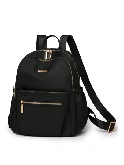 1pc Black Diaper Bag Backpack For Mommy, Large Capacity, Portable, For Baby Care