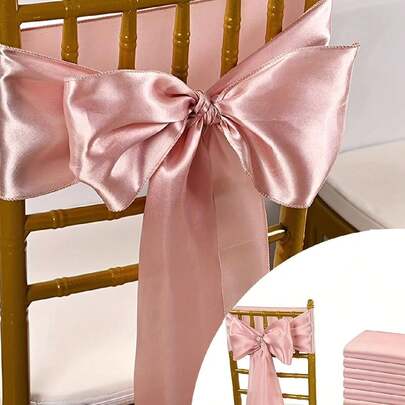 30/20/10/5条装玫瑰金缎带椅套，带蝴蝶结，7*108英寸，婚礼椅套装饰丝带，礼品包装，走道装饰，DIY手工，可系成任意形状，通用椅套丝带，适用于婚礼仪式、派对、餐厅活动、情人节派对用品