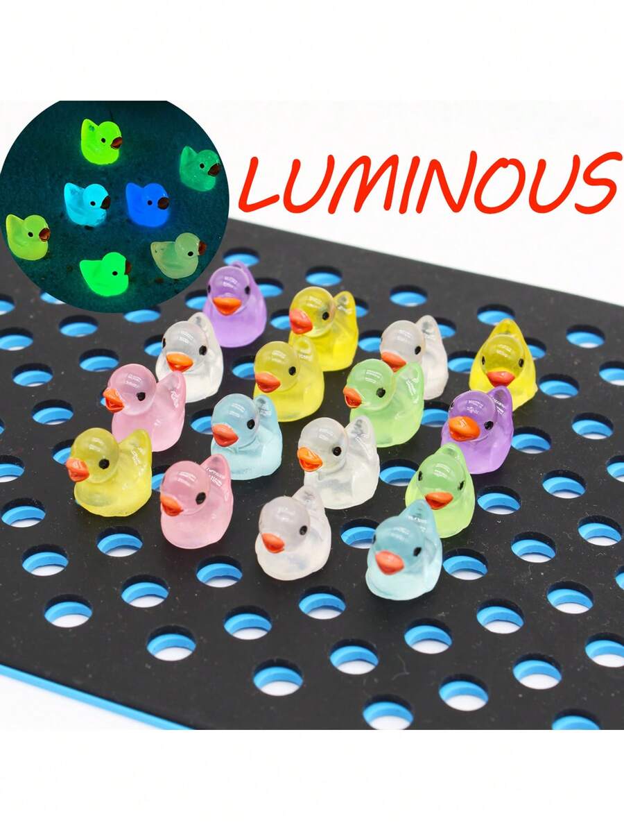 16pcs Luminous Cute Colorful Mini Duck Shoe Charms For Sandals Clogs, Shoe Decorations DIY Accessories - Mixed Colors - View 1