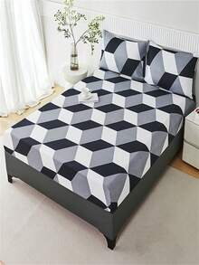 (2-3)入組印花床罩套裝,1張床罩和2個枕套（床罩高度30cm） - 菱形格 - 查看 7