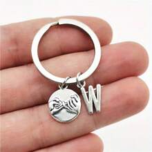 1pc A-Z Letter Keychain, Friendship Pact Silver Alloy Keyring Accessory, Gift For Women/Girls, Car Accessories, School Cute Gothic Y2K Style - Silver - View 13