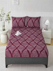 ( 2-3 ) In hoa Bộ chăn ga gối , 1 Chăn Vừa vặn Và 2 Vỏ gối ( Chăn Vừa vặn Chiều cao : 30CM ) - Rong biển đỏ - Xem 1