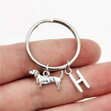 腊肠犬字母首字母钥匙扣可爱宠物狗合金钥匙链环钱包背包挂饰狗妈妈爸爸宠物爱好者礼物汽车配件包挂饰学院风哥特 Y2k - 銀色 - 查看 10