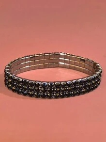 1入時尚鑽石手鍊，炫耀派對珠寶，多功能極簡手環，女性首飾 - 銀色 - 查看 5