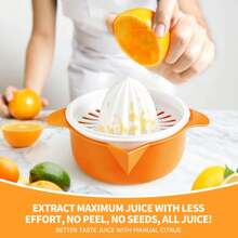 1pc Citrus Juicer, Lemon Lime Squeezer Manual Hand Held Juicer With Pour Spout, 250ml (Orange) - Orange - View 3