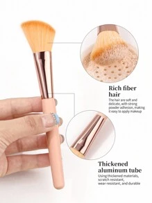 1支斜角轮廓刷，柔软化妆工具，适合初学者，可用于腮红、修容、粉底、遮瑕、腮红、轮廓修饰、修容、散粉等多种用途。 - 杏色 - 查看 3