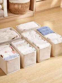 Pack Of 1, White Fabric Uncompartmentalized Storage Box, Linen Pinch Storage, Clothes Organizer, Wardrobe Clothes Pants Layered Storage Decorations Decor Festival Decor Room Decor Home Decor Decor Bedroom Decorbedroom,Organizer,Organiser,Home Storage,White T Shirt Women,Black Pants Women,Ladies Winter Clothes,Dress,Winter Clothes For Ladies,Elegant Woman Dresses,White Shirt For Ladies,Long Sleeve,White Jumpsuit For Women,Spring Dresses For Women,Spring Outfits For Women,Spring,Spring Clothes,Minimalist,Summer Tops - White - View 2