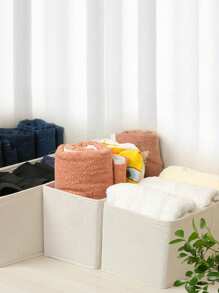 Pack Of 1, White Fabric Uncompartmentalized Storage Box, Linen Pinch Storage, Clothes Organizer, Wardrobe Clothes Pants Layered Storage Decorations Decor Festival Decor Room Decor Home Decor Decor Bedroom Decorbedroom,Organizer,Organiser,Home Storage,White T Shirt Women,Black Pants Women,Ladies Winter Clothes,Dress,Winter Clothes For Ladies,Elegant Woman Dresses,White Shirt For Ladies,Long Sleeve,White Jumpsuit For Women,Spring Dresses For Women,Spring Outfits For Women,Spring,Spring Clothes,Minimalist,Summer Tops - White - View 7