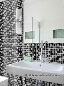 10pcs Self-Adhesive Kitchen Mosaic Tile Sticker Splashback Decoration Bathroom Adhesive Wall Vinyl Waterproof PVC Wallpaper Panel