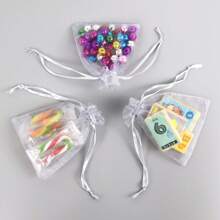 50 pièces Sacs cadeaux en organza avec cordon de serrage pour les faveurs de mariage, bracelets, emballage, petits sacs cadeaux transparents pour fournitures scolaires, sacs alimentaires, boîtes alimentaires convenant aux bonbons, chocolats, cookies, etc., Noël, Saint-Valentin