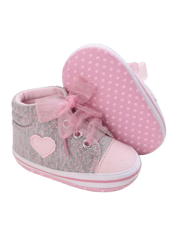 Zapatos para niña recién nacida con lazo, corazón y estampado de lunares, calzado ligero y transpirable para recién nacidos, suela blanda antideslizante para cuna, primeros pasos, primavera y verano