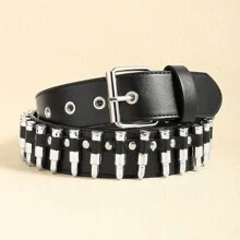 1pc Ladies'Y2K Punk Pin Buckle Personalized Bullet Rivet Enduro Belt For Jeans Hippie, Suitable For Daily Use - Black - View 3